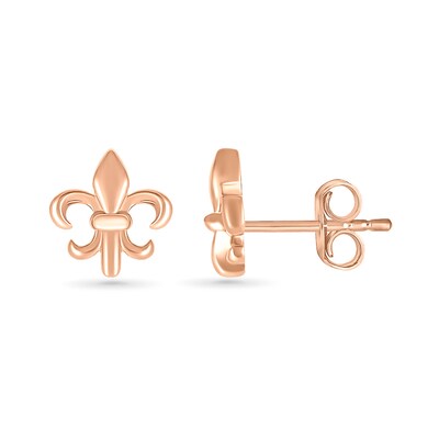 Fleur-de-Lis Stud Earrings in 10K Rose Gold