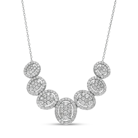 2.00 CT. T.W. Composite Oval Diamond Frame Necklace in 10K White Gold – 20"