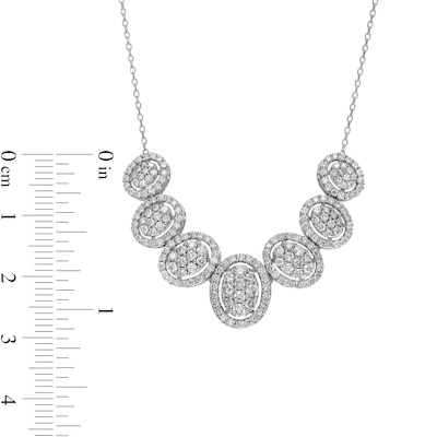 2.00 CT. T.W. Composite Oval Diamond Frame Necklace in 10K White Gold – 20"