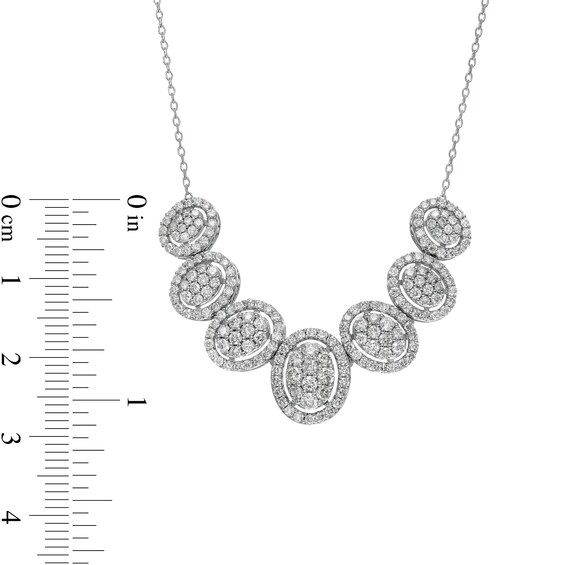 2.00 CT. T.W. Composite Oval Diamond Frame Necklace in 10K White Gold – 20"