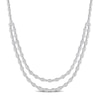 Thumbnail Image 0 of 0.97 CT. T.W. Composite Oval-Shaped Diamond Double Strand Beaded Necklace in Sterling Silver – 17"