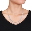 Thumbnail Image 1 of 0.97 CT. T.W. Composite Oval-Shaped Diamond Double Strand Beaded Necklace in Sterling Silver – 17"