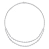 Thumbnail Image 2 of 0.97 CT. T.W. Composite Oval-Shaped Diamond Double Strand Beaded Necklace in Sterling Silver – 17"