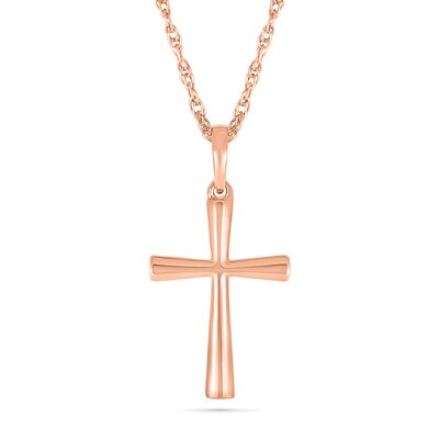 Flared Cross Pendant in 10K Rose Gold