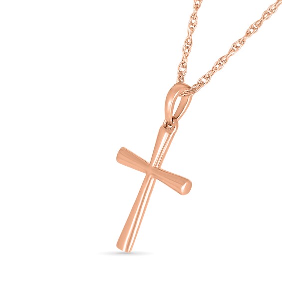 Flared Cross Pendant in 10K Rose Gold