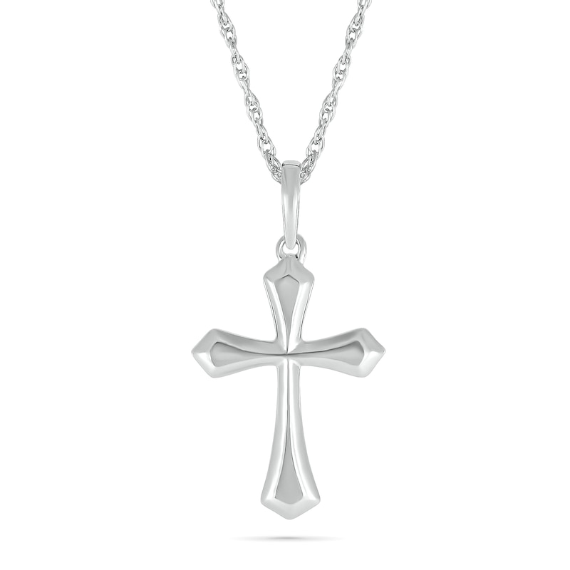 Gothic-Style Cross Pendant in 10K White Gold|Peoples Jewellers