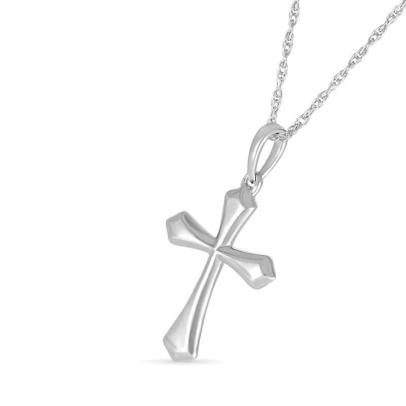 Gothic-Style Cross Pendant in 10K White Gold