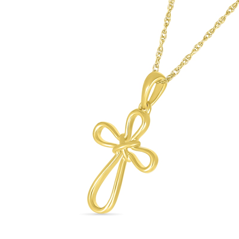 Criss-Cross "X" Loop Cross Outline Pendant in 10K Gold|Peoples Jewellers
