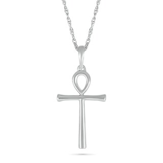 Ankh Cross Pendant in 10K White Gold