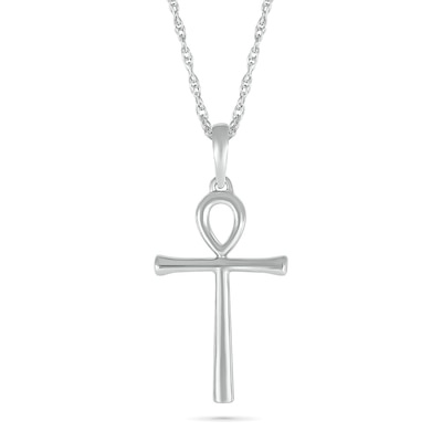 Ankh Cross Pendant in 10K White Gold