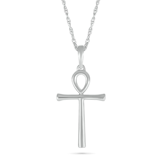 Ankh Cross Pendant in 10K White Gold