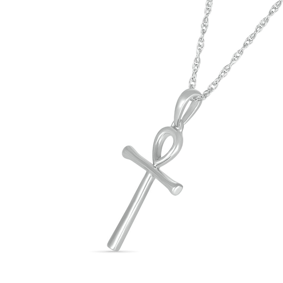 Ankh Cross Pendant in 10K White Gold