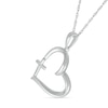 Thumbnail Image 1 of Tilted Heart Outline with Cross Pendant in 10K White Gold