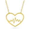 Thumbnail Image 0 of Heartbeat in Heart Outline Necklace in 10K Gold - 17.5"