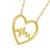 Heartbeat in Heart Outline Necklace in 10K Gold - 17.5"