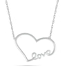 Thumbnail Image 0 of Heart Outline with Cursive "love" Necklace in 10K White Gold - 17.25"