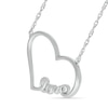 Thumbnail Image 1 of Heart Outline with Cursive "love" Necklace in 10K White Gold - 17.25"