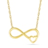 Thumbnail Image 0 of Infinity with Heart Outline Necklace in 10K Gold - 17.5"