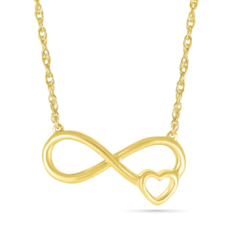 Infinity with Heart Outline Necklace in 10K Gold - 17.5"|Peoples Jewellers