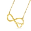 Thumbnail Image 1 of Infinity with Heart Outline Necklace in 10K Gold - 17.5"