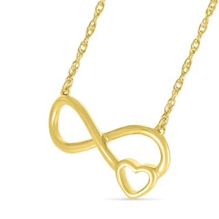 Infinity with Heart Outline Necklace in 10K Gold - 17.5"