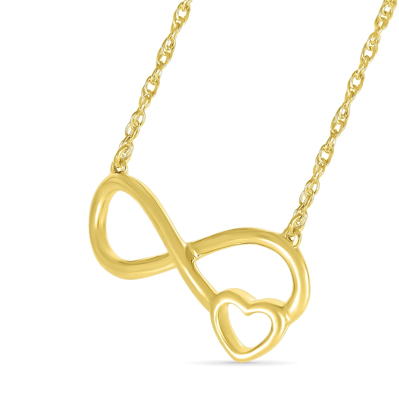 Infinity with Heart Outline Necklace in 10K Gold - 17.5"|Peoples Jewellers