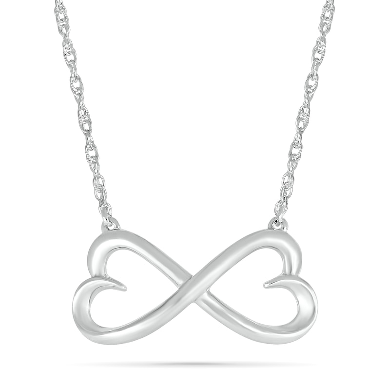 Double Heart Infinity Necklace in 10K White Gold - 17.25"|Peoples Jewellers