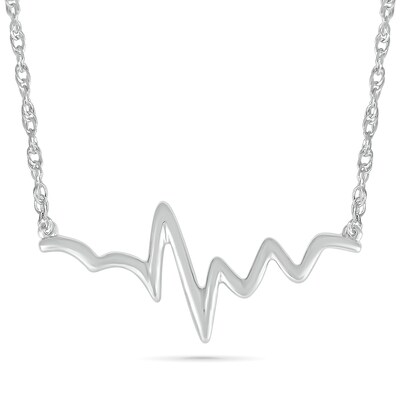 Heartbeat Necklace in 10K White Gold - 17"