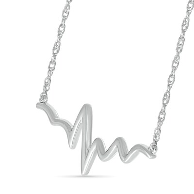 Heartbeat Necklace in 10K White Gold - 17"