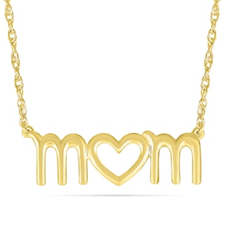 Lowercase "mom" with Heart Necklace in 10K Gold - 17.25"