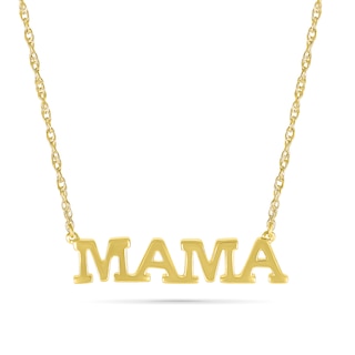 Uppercase Block "MAMA" Necklace in 10K Gold - 17.25"