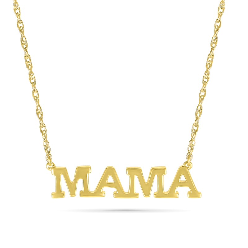 Uppercase Block "MAMA" Necklace in 10K Gold - 17.25"