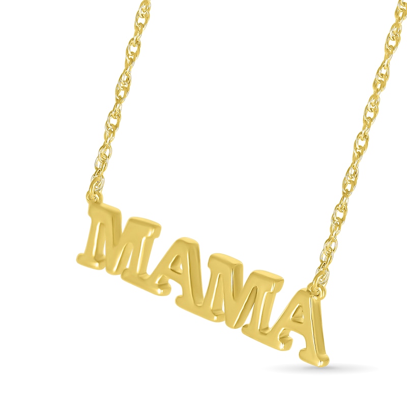 Uppercase Block "MAMA" Necklace in 10K Gold - 17.25"
