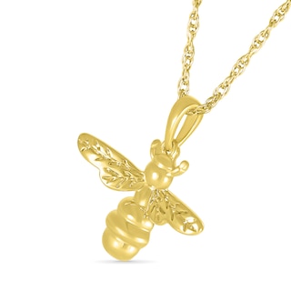 Etched Bumblebee Pendant in 10K Gold