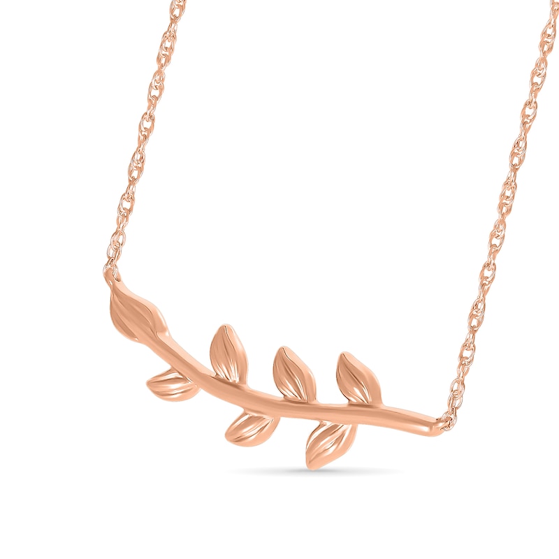 Leaf Branch Necklace in 10K Rose Gold - 17"