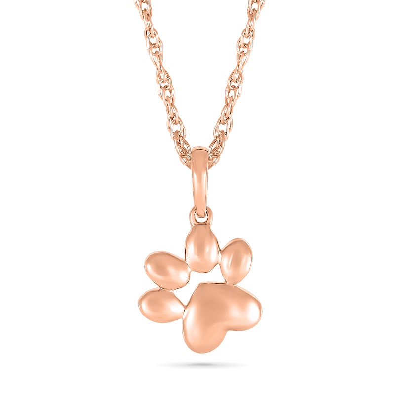 Puff Paw Print Pendant in 10K Rose Gold