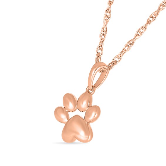 Puff Paw Print Pendant in 10K Rose Gold