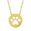 Thumbnail Image 0 of Mini Cut-Out Paw Print Disc Necklace in 10K Gold - 17.75"