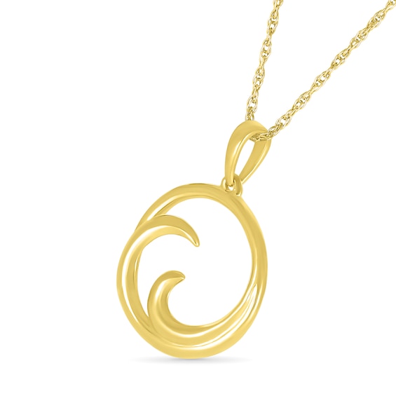 Rolling Wave Open Circle Pendant in 10K Gold