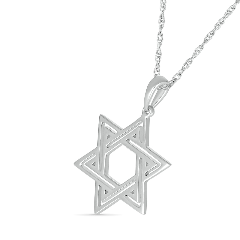 Star of David Outline Pendant in 10K White Gold