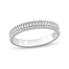 0.10 CT. T.W. Diamond Multi-Row Beaded Anniversary Band in Sterling Silver