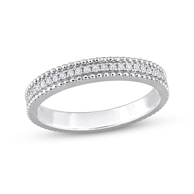 0.10 CT. T.W. Diamond Multi-Row Beaded Anniversary Band in Sterling Silver