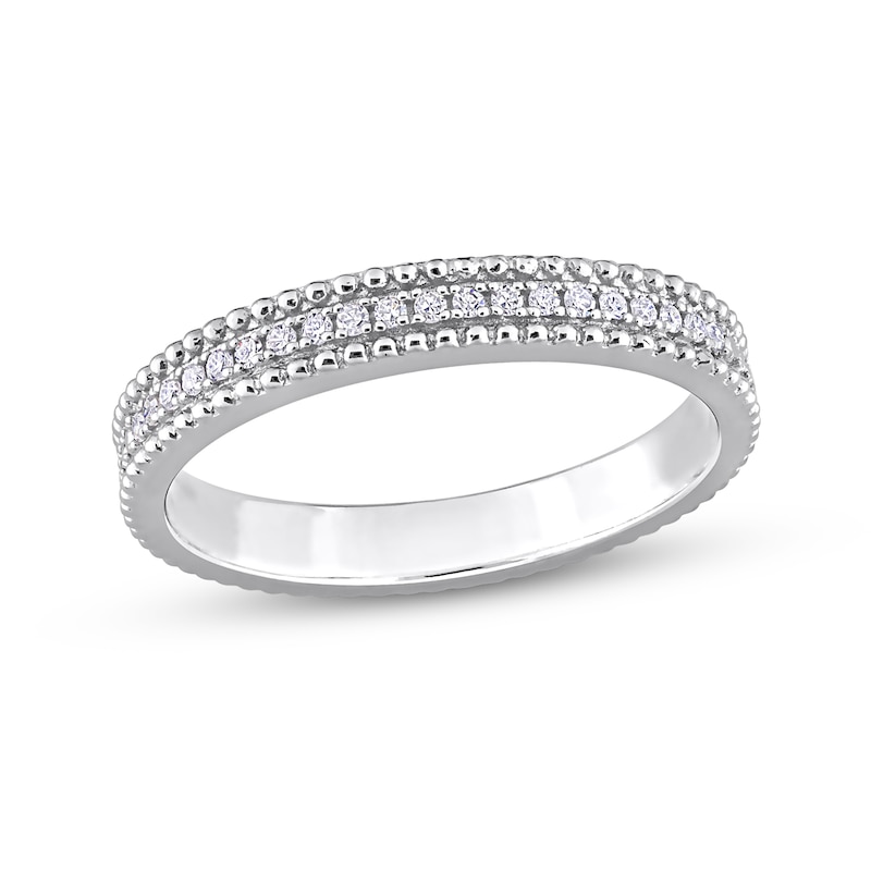 0.10 CT. T.W. Diamond Multi-Row Beaded Anniversary Band in Sterling Silver|Peoples Jewellers