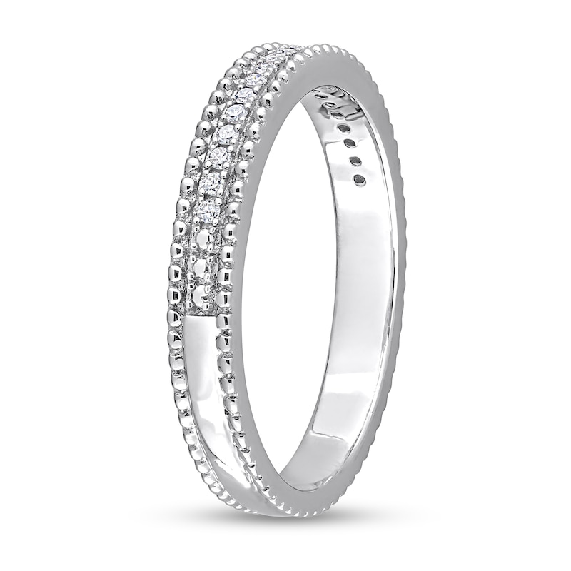 0.10 CT. T.W. Diamond Multi-Row Beaded Anniversary Band in Sterling Silver|Peoples Jewellers