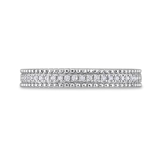 0.10 CT. T.W. Diamond Multi-Row Beaded Anniversary Band in Sterling Silver