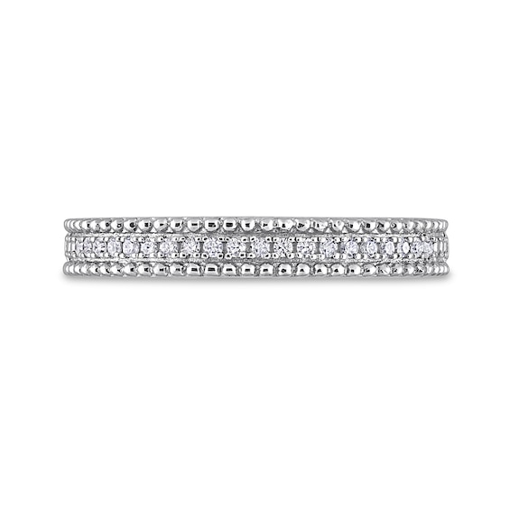 0.10 CT. T.W. Diamond Multi-Row Beaded Anniversary Band in Sterling Silver