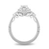 Enchanted Disney Cinderella 0.69 CT. T.W. Emerald-Cut Diamond Double Frame Carriage Engagement Ring in 14K White Gold