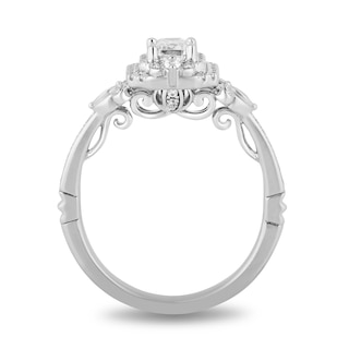 Enchanted Disney Cinderella 0.69 CT. T.W. Emerald-Cut Diamond Double Frame Carriage Engagement Ring in 14K White Gold