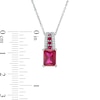 Emerald-Cut Lab-Created Ruby and White Lab-Created Sapphire Triple Row Bail Pendant in Sterling Silver