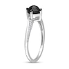 1.06 CT. T.W. Cushion-Cut Black Enhanced and White Diamond Tilted Bypass Engagement Ring in 10K White Gold